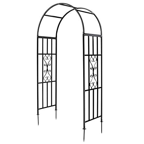 SCENDOR Metal Garden Arbor, Curved Iron Trellis Arch, Outdoor for Climbing Plants & Wedding Ceremony