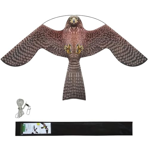 eyijklzo Bird Scarer Hawk Flying Kite Without 13ft Pole-Only Red Kite - style: Red-Only kite