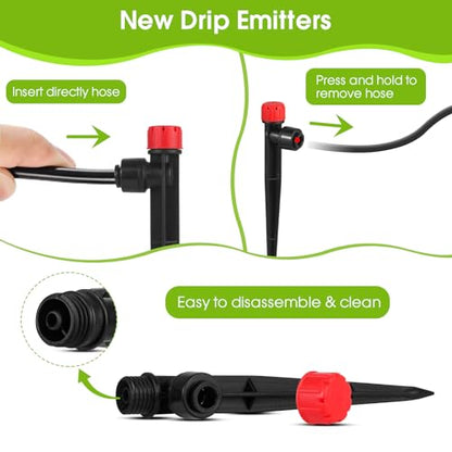 30 Pcs Drip Irrigation Emitters with Stake - Adjustable Drip Emitter Stream for 1/4" Drip Line Irrigation Tubing - Drip Irrigation System Parts Drippers Sprinkler Heads for Garden Watering System -Red - style: 30 Pcs Red Drip Emitters Stream