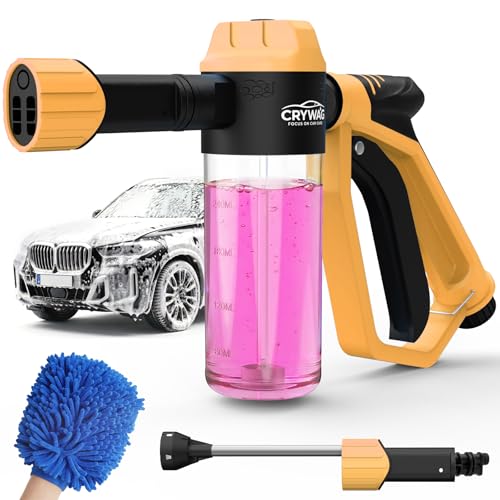 Car Wash Foam Gun, with Microfiber Wash Mitt, Extra Nozzle - color: Orange