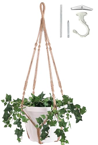Giant XXL 55 Inches Macrame Planter Hanger Large for 15 inch Pot - color: Brown