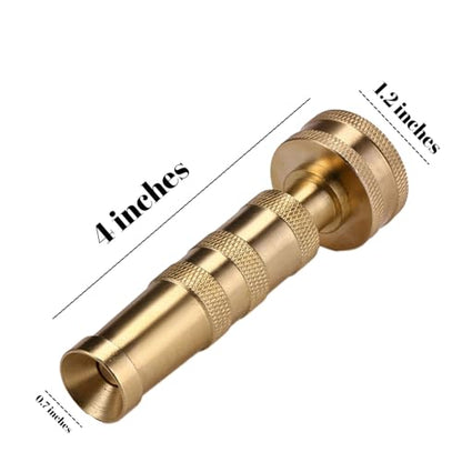 Garden Hose Nozzle, Heavy Duty High Pressure Water Spray Nozzle with 8 Spray Patterns, Leakproof Metal Hose End Sprayer for Car Wash, Watering Plants, Cleaning Patio, and Pet Shower - color: Brass