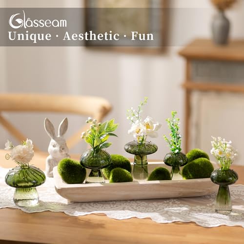 Glasseam Mushroom Glass Propagation Station, 5Pcs Green Plant Terrarium Jar - color: Green, size: 5
