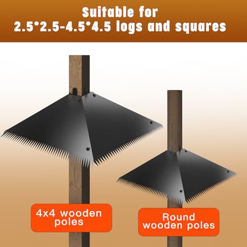 Metal Squirrel Baffles with Spikes - Galvanized Steel Squirrel Guards for 4x4 Posts and Bird Feeder Poles - Keeps Squirrels and Raccoons out of Birdhouses (1 Pack)