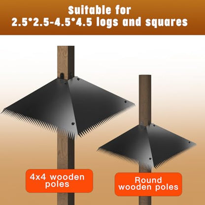 Metal Squirrel Baffles with Spikes - Galvanized Steel Squirrel Guards for 4x4 Posts and Bird Feeder Poles - Keeps Squirrels and Raccoons out of Birdhouses (1 Pack)
