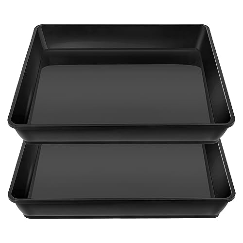 Square Plant Saucer 12 Inch 2 Pack, Durable Plastic Plant Trays Plant Pot Saucers, Square Planters for Indoors and Outdoors Plants, Garden Large Plant Saucers for Pots Black. - color: Black, size: 12"(2 pack)