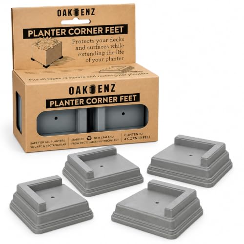 Corner Planter Feet – Pot Feet for Square & Rectangular Planter Boxes – Improves Drainage & Helps Protect Decks – UV-Stable Recyclable Plastic (4 Pack, Gray) - color: Gray