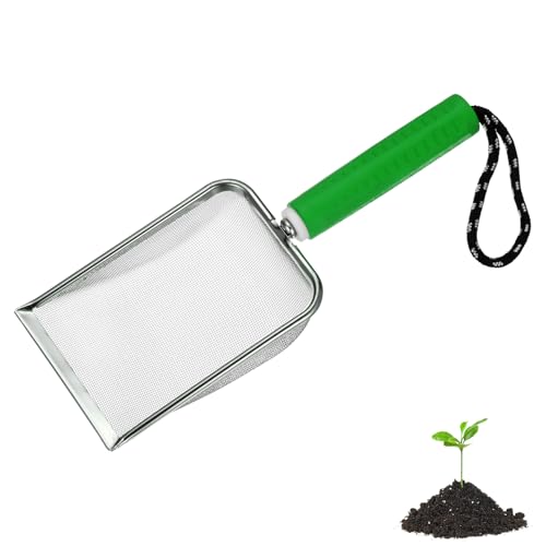 M METERXITY 1-Pack Gardening Soil Sifter, 1 mm Mesh Stainless Steel Portable Gardening Sifter with Soft Handle for Sand/Dirt/Rock Compost [White, Green] - color: White, Green, size: 1x1mm