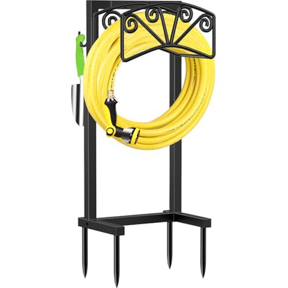 TomCare Garden Hose Holder, Heavy Duty Water Hose Hanger for 160FT Hose - color: Black, size: 15″ W