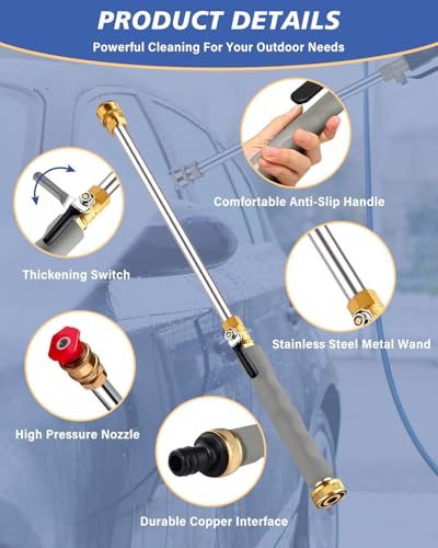 Jet Nozzle Power Washer for Garden Hose, High Pressure Hose Nozzle - color: Gray