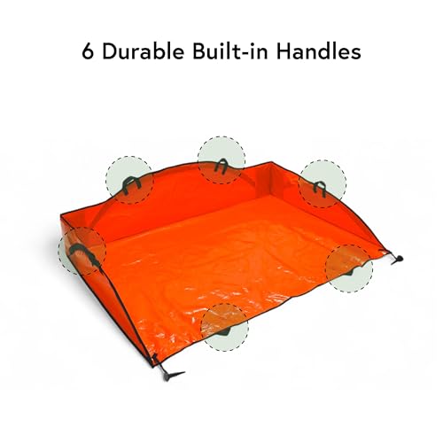 4' x 6' Sport Leaf Tarp - 24 sq ft Yard Cleanup Tarp with 6 Handles & Ground Stakes for Raking, Garden Debris & Yard Waste Removal, Wind Proof - size: 4' x 6'