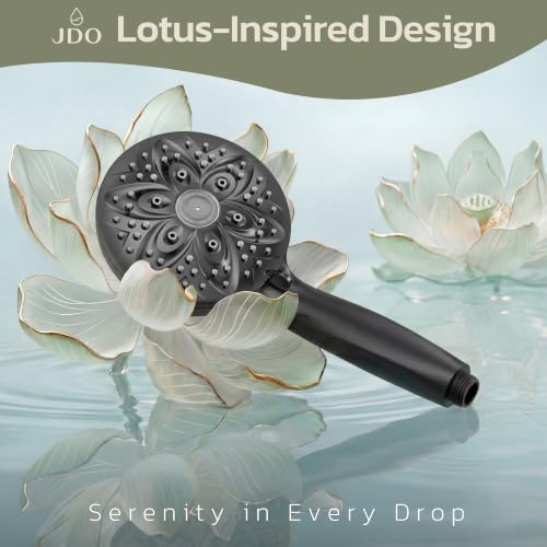 JDO Shower Head with Handheld, High Pressure Handheld 6 Settings, Detachable Shower Head Set with Stainless Steel Hose and Shower Bracket (Matte Black) - color: Matte Black, style: 6 Modes