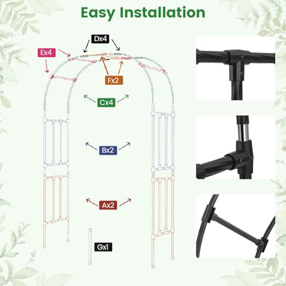 Giantex Garden Arch Trellis, 60''W x 95''H Metal Arbor for Climbing Plants - size: 60"W x 95"H