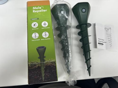 Mole Repellent Solar Powered Ultrasonic,Deer Repellent Devices,Gopher Trap Groundhog Repeller,Sonic Spikes Get Rid of All Pests Vole, Chipmunk,Cat,Skunk,Snake,Mole Trap for Lawn, Garden Yard (4P)