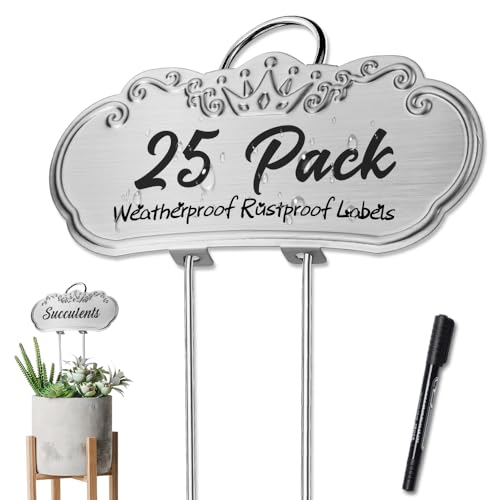 Metal Plant Labels, Tall Plant Labels, Garden Labels Outdoors for Flower, Fruit and Vegetable, Stainless Steel, Weatherproof (25 Pack, 4'' x 1.9'', Silver) - color: Silver, size: 25 PACK SUS 304 Garden Labels