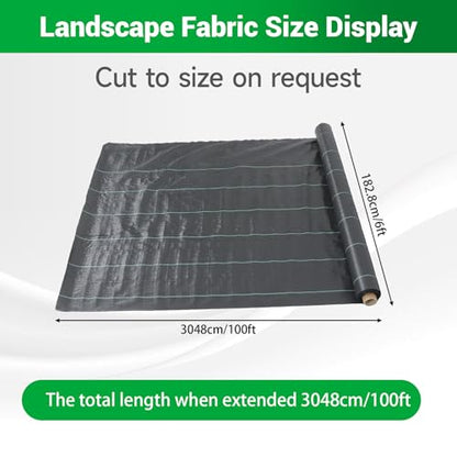 Weed Barrier Fabric Planting Cover - 6 x 100 FT Heavy Duty Landscape Fabric Ground Cover Block for Outdoor Planting - size: 6 x 100 FT