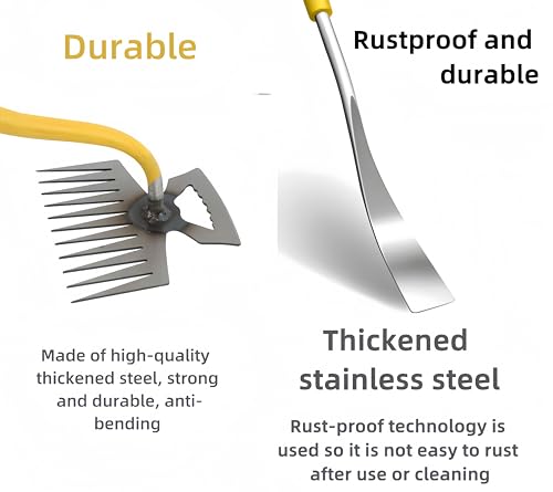 2 Pack Weed Puller Tool, Hand weeder tool, Stainless Steel Weeding Digger Tool.Upgrade 11 Teethes Dual Purpose Manual Multifunctional weed remover tool for Vegetable Gardening Backyard Farm