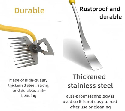 2 Pack Weed Puller Tool, Hand weeder tool, Stainless Steel Weeding Digger Tool.Upgrade 11 Teethes Dual Purpose Manual Multifunctional weed remover tool for Vegetable Gardening Backyard Farm