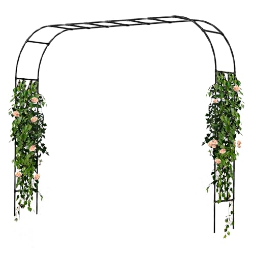 Garden Arch Trellis, 7.9FT Metal Arbor Archway for Climbing Plants Outdoor - color: 126 inch Length - Black, size: Full Arch