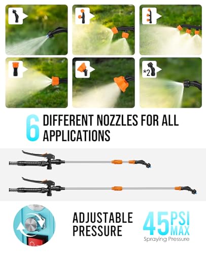 Backpack Sprayer Battery Powered, 5H Runtime, 3.2 Gallon Leak-Proof Weed Sprayer with 2 X 2.5Ah Battery, 6 Nozzles & Telescopic Wand for Lawn Garden Pest Control - size: 3.1 Gallon