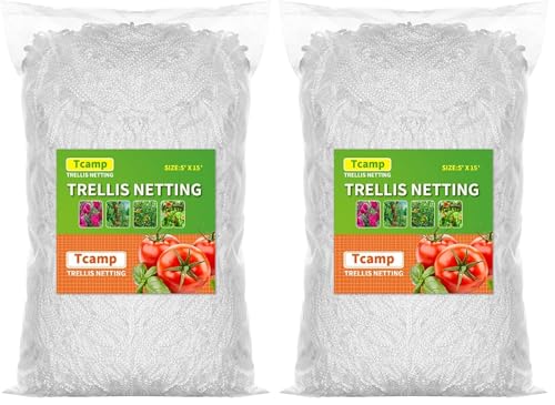 Tcamp Heavy-Duty Polyester Plant Trellis Netting 5 x 15ft (2 Pack) (5 Ft X 15 Ft) - size: 6" Mesh (5*15Ft) (Pack of 2)