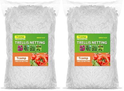Tcamp Heavy-Duty Polyester Plant Trellis Netting 5 x 15ft (2 Pack) (5 Ft X 15 Ft) - size: 6" Mesh (5*15Ft) (Pack of 2)