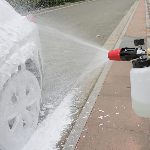 Sooprinse Foam Cannon Kit with Pressure Washer Short Gun, 1 L Snow Foam Lance with 1/4 Inch Quick Connector, Foam Blaster with Pressure Washer Gun,4000 PSI, Black - color: Black+Red