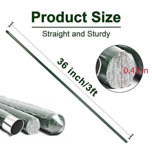 Garden Stakes 3ft 50pcs, 3 Feet Metal Plant Stakes for Gardening and Farm, Plastic Coated Plant Support for Tomato, Cucumber, Bean, Flower, Potted and More Climbing Plants - size: 3ft, 50pcs