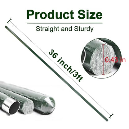 Garden Stakes 3ft 50pcs, 3 Feet Metal Plant Stakes for Gardening and Farm, Plastic Coated Plant Support for Tomato, Cucumber, Bean, Flower, Potted and More Climbing Plants - size: 3ft, 50pcs