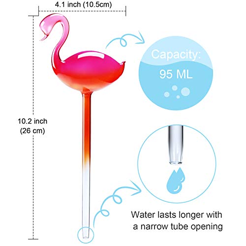 NiHome Self Watering Globes 2 Pack Glass Plant Waterer Flamingo Pink 10in - color: pink