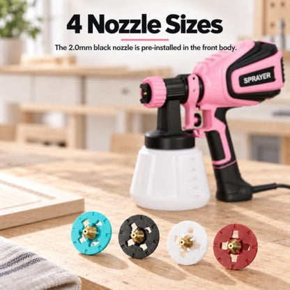 VONFORN Paint Sprayer for House Painting,700W HVLP Spray Gun Easy to Clean - color: Light Pink