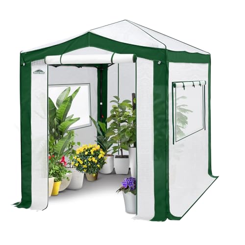 EAGLE PEAK 8x6 Walk in Pop Up Greenhouse, Green/White - color: Green/White, size: 8x6