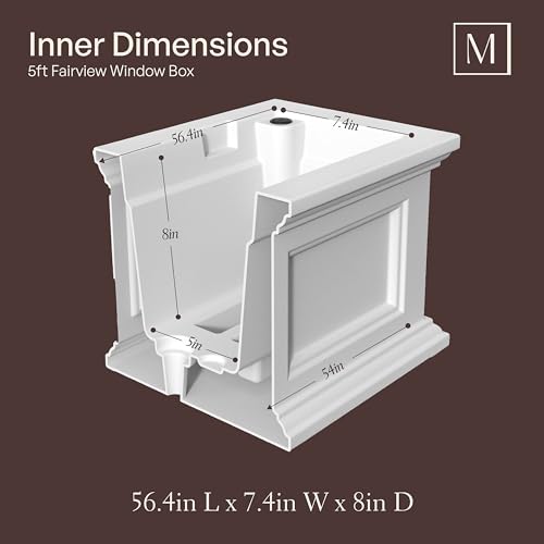 Mayne Fairview 60in Self-Watering Rectangular Window Box Planter, White - color: White, size: 60in