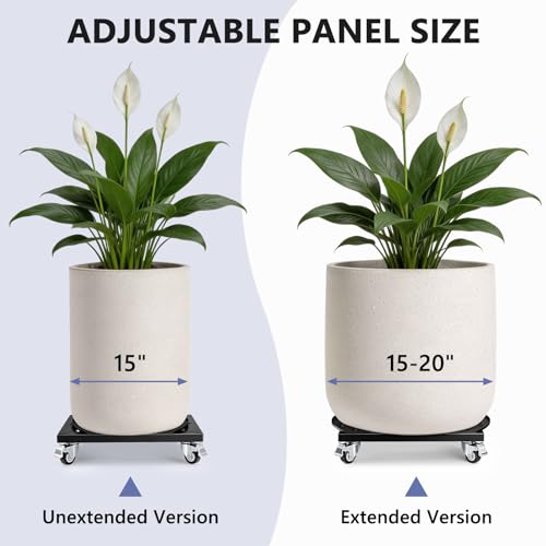 KEDSUM 15-20 Inch Plant Caddy with Wheels, 800LBS Adjustable Plant Stand