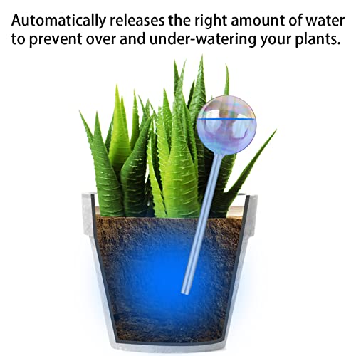 [6 PCS] Light Iridescent Rainbow Gradient Color Clear Glass Self-Watering System Spikes, Automatic Plant Waterer Bulbs - color: Iridescent 6-Pack