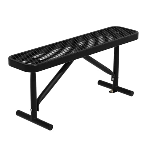 4FT Metal Park Bench for Outside, Heavy-Duty Outdoor Bench with Thermoplastic-Coated, Weatherproof Steel Mesh Bench for Parks, Gardens, Patios, Stores, Black - color: Black, size: 4FT