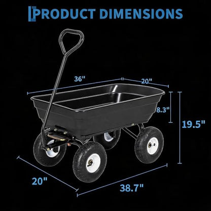 Heavy-Duty Utility Garden Dump Cart, 600Lbs Capacity - size: 600LBS