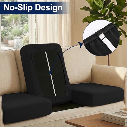 Smiry Waterproof Patio Cushion Covers, Stretch Outdoor Furniture Covers - color: Black, size: 4PCS
