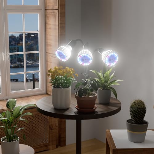 GooingTop Grow Light,24W (160Watts Equiv) 5000K White Full Spectrum LED Growing Lamp Clip on Desk for Indoor Plants,Bulbs Replaceable & Non-dimmable (Black, 240W) - size: 240W