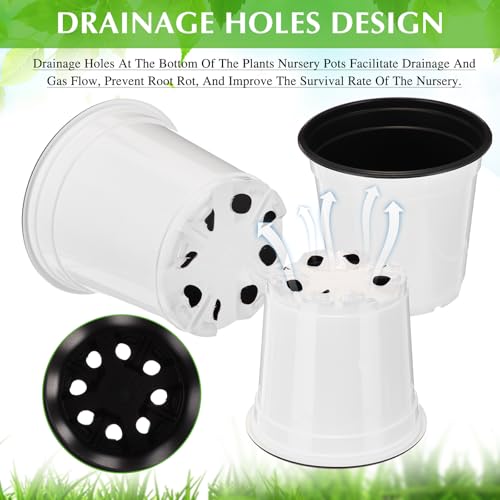 Havawish 150 Pcs 4 Inch Nursery Pots with Drainage Holes, White - color: White