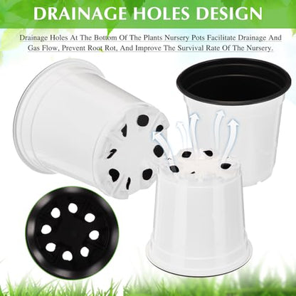 Havawish 150 Pcs 4 Inch Nursery Pots with Drainage Holes, White - color: White