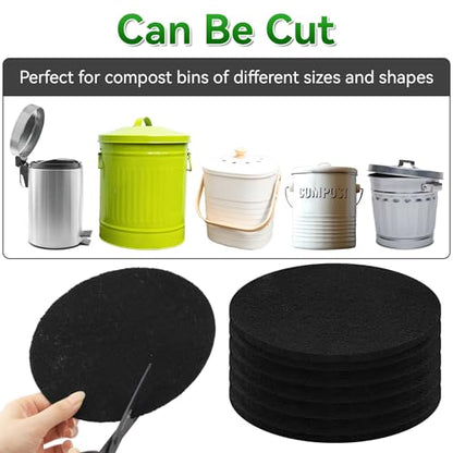 6 Pack 6.7 Inch Charcoal Filter for Kitchen Compost Bin Countertop Bucket