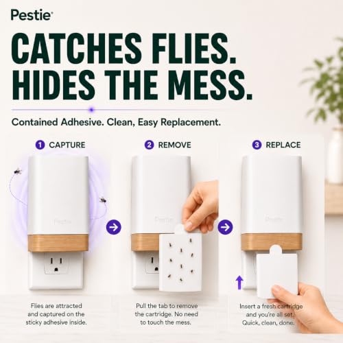 Pestie Fruit Fly Traps, Indoor Gnat Trap Plug-in (1 Device, 2 Cartridges) - size: 1 Device + 2 Cartridges