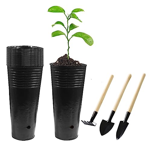 20 Pcs Plastic Deep Nursery Pots, 9.8" Round Tall Tree Pots - color: 20pc 9.8" Round