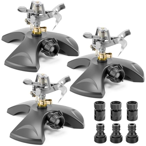 Reallnaive 3 Pcs Pulsating Sprinklers for Yard ABS Weighted Base - style: ABS Base