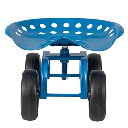 ERGOMASTER Garden Seat with Wheels, Adjustable Height & 360° Swivel, Iron Frame, Blue - color: Blue