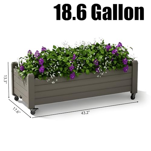 Fancyango Raised Garden Bed with Wheels 13.3" H -Gray - color: Gray, size: 13.3"H