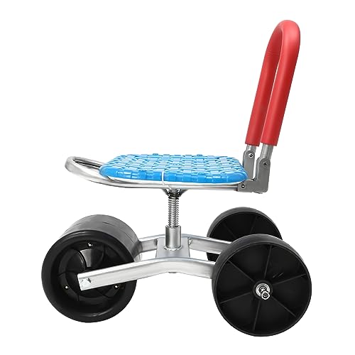 Rolling Garden Stool with Wheels, 360° Rotating Adjustable Height Garden Cart, 330lb Capacity Garden Seat with Wheels for Harvesting, Weeding & Outdoor Yard Work (Blue 3 Wheel)