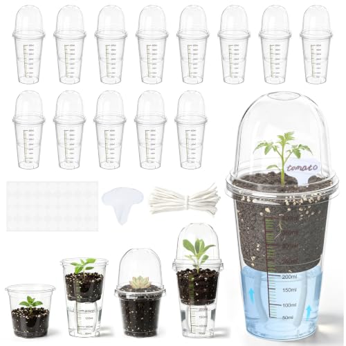 30 Pack 3.5" Self Watering Propagation Pots, Seed Starter Cups with Dome - size: 3.5 Inches