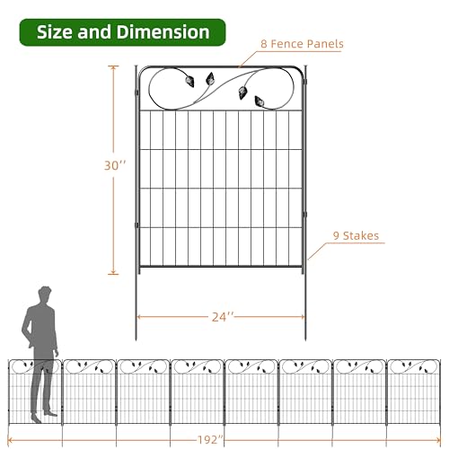 Decorative Garden Fence Border 30in(H) X16ft(L) 8 Panels Fencing for Yard - size: 30″Tall(8 Panels)